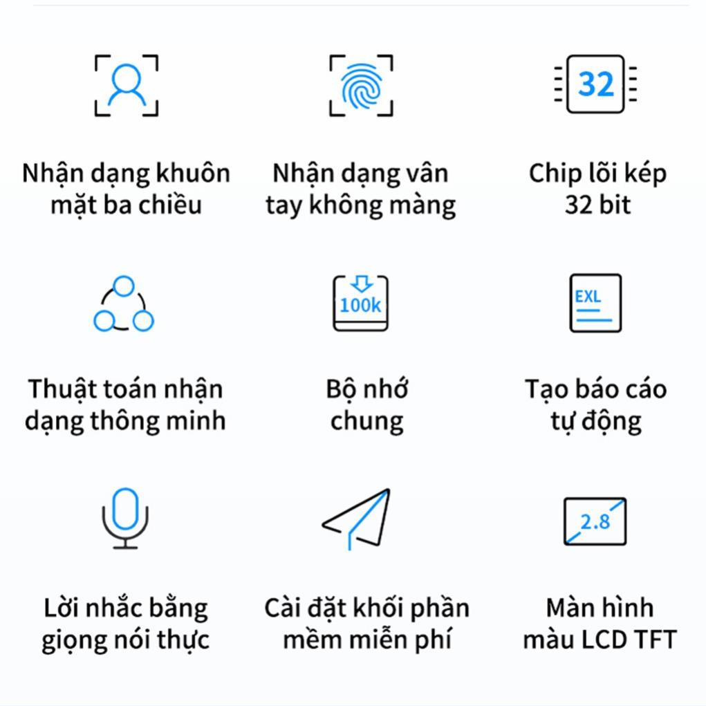 Máy Chấm Công Quét Vân Tay Và Nhận Dạng Khuôn Mặt Deli - Màn Hình 2.8inch, Cổng Kết Nối USB - Nhiều Ngôn Ngữ - E3765 .