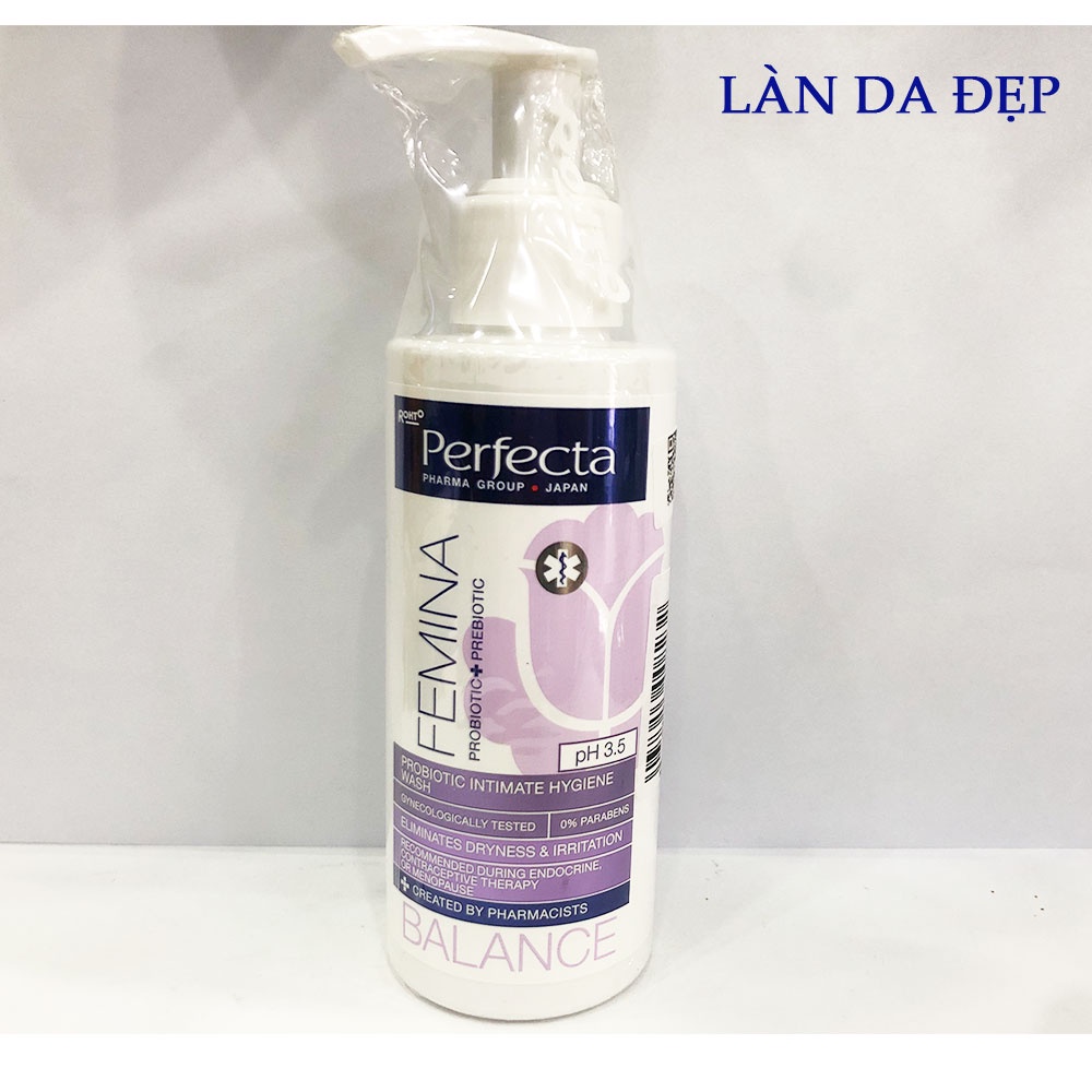Dung dịch vệ sinh phụ nữ Perfecta Femina Balance khử mùi kháng khuẩn bảo vệ da vùng nhạy cảm chai 150ml