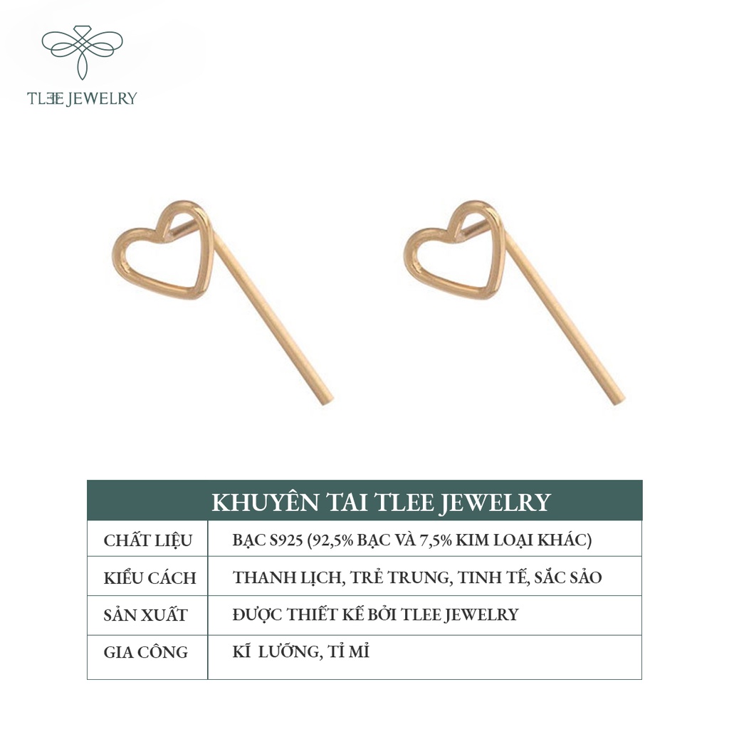 Khuyên tai bạc TLEE tim rỗng dáng cài basic NCJ B0165