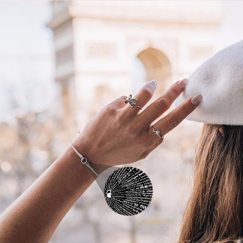 Vòng Tay Dây Bện Mặt Khắc Chữ I Love You 100 Ngôn Ngữ Độc Đáo