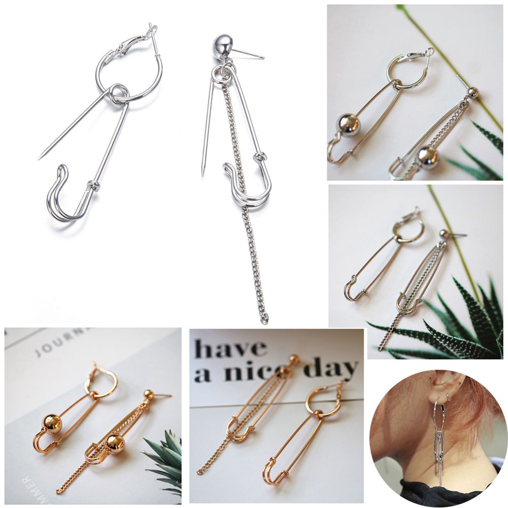 1 Đôi Bông Tai Hình Kim Băng Thời Trang Punk Dành Cho Nữ