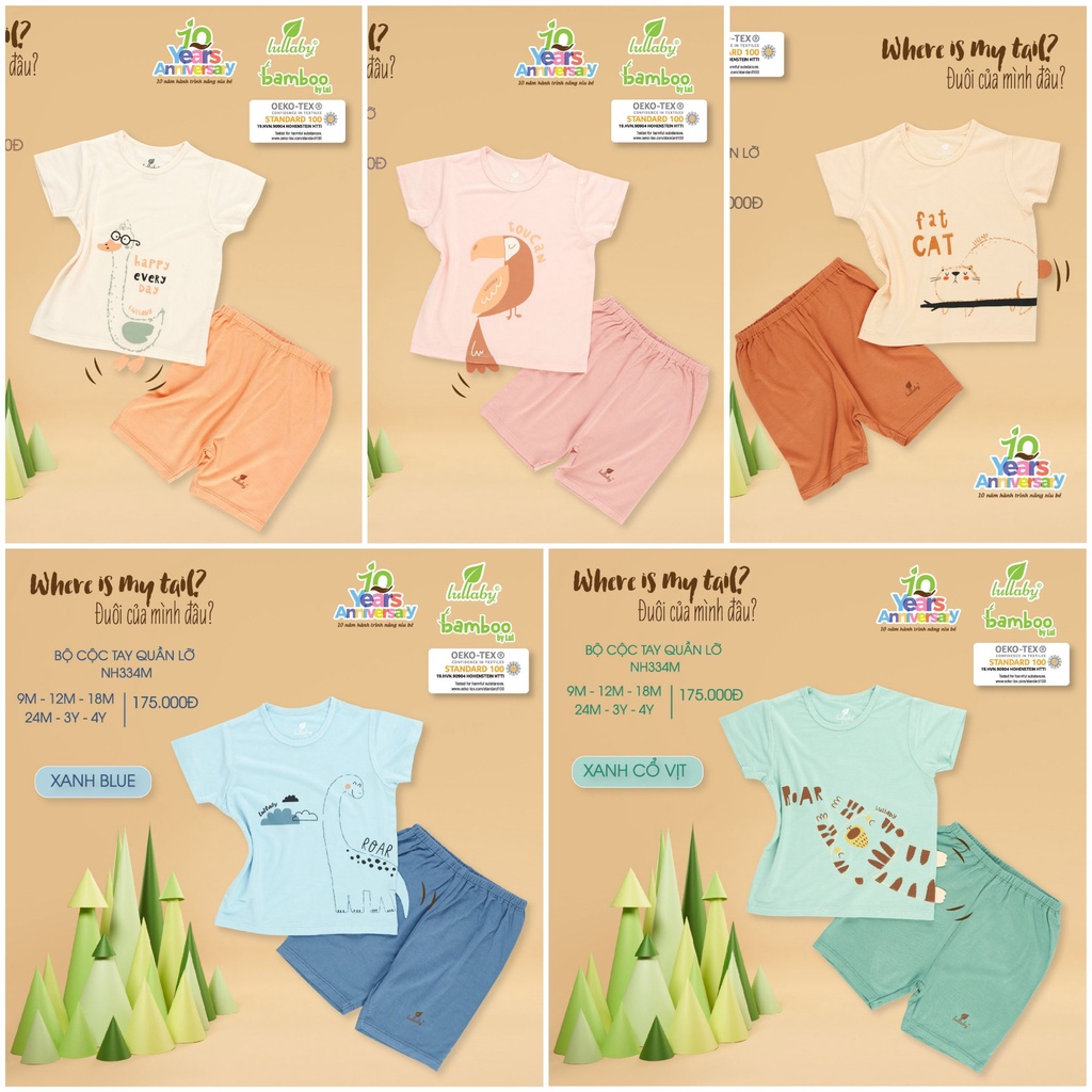 Bộ cộc tay đính đuôi Lullaby - chất sợi tre cao cấp siêu mềm mịn, thoáng mát