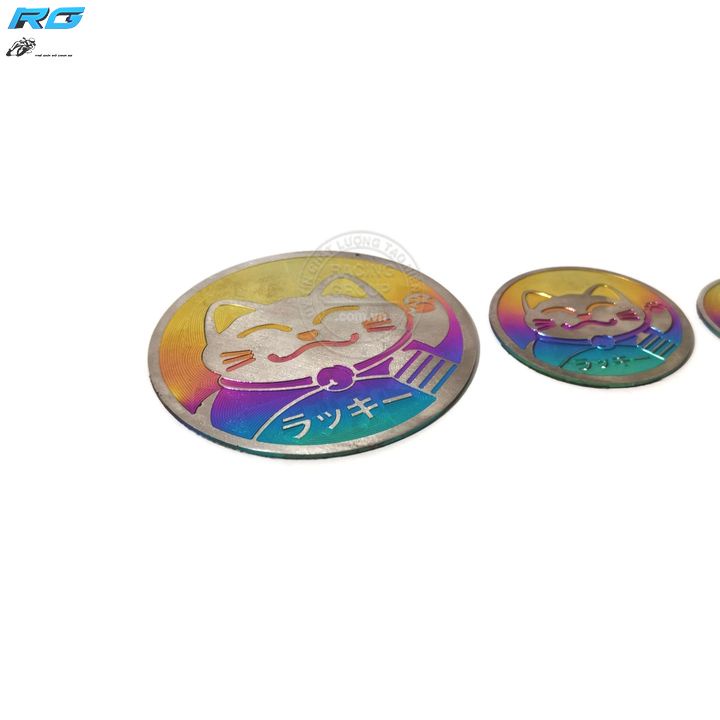 Tem Titan Logo Mèo Thần Tài Đường Kính 3cm, 4cm, 6cm Hình Tròn Có Sẵn Keo Dán