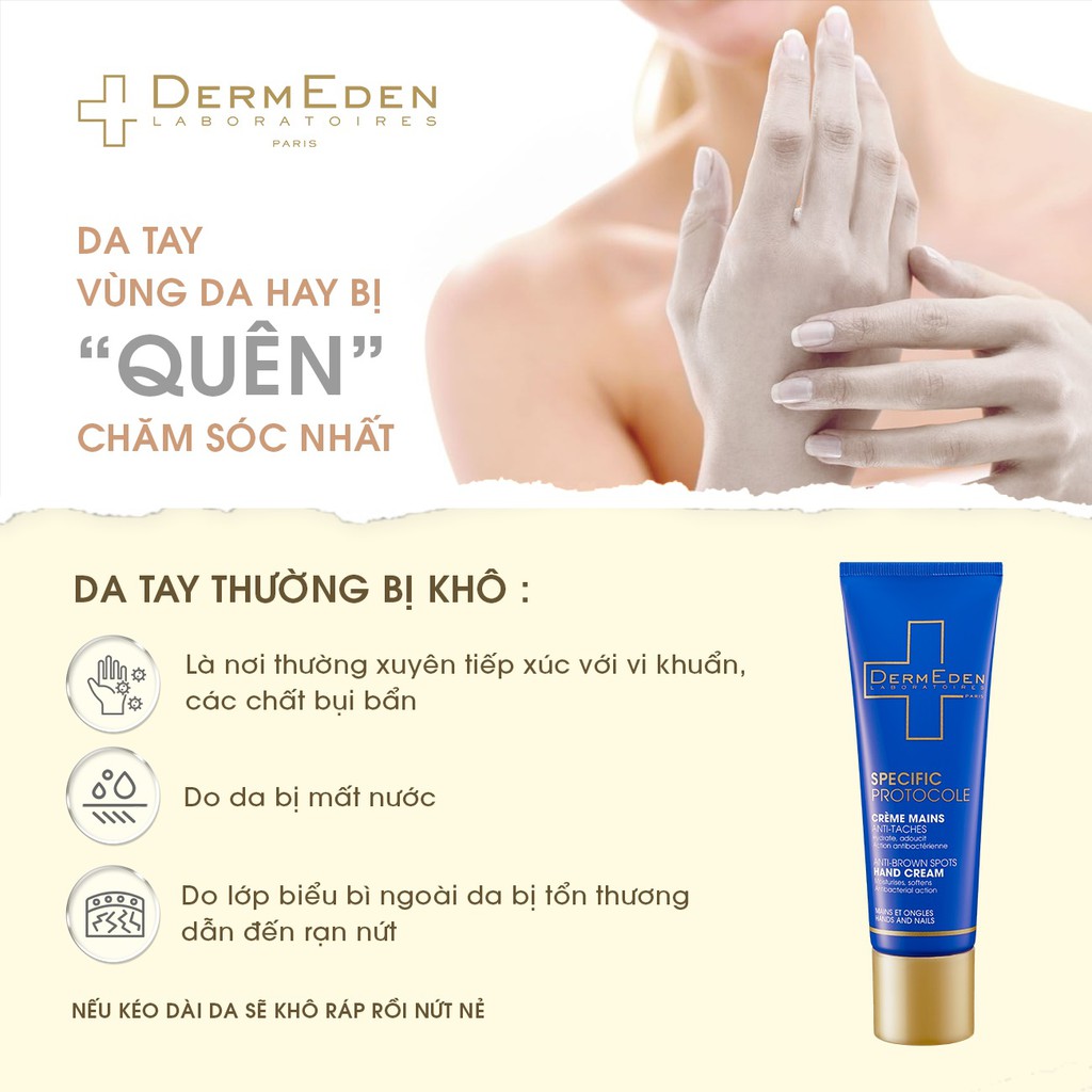 Kem Dưỡng Da Tay Làm Mềm Da Và Mờ Đốm Nâu Dermeden Anti-Brown Spots Hand Cream Niacinamide 5%