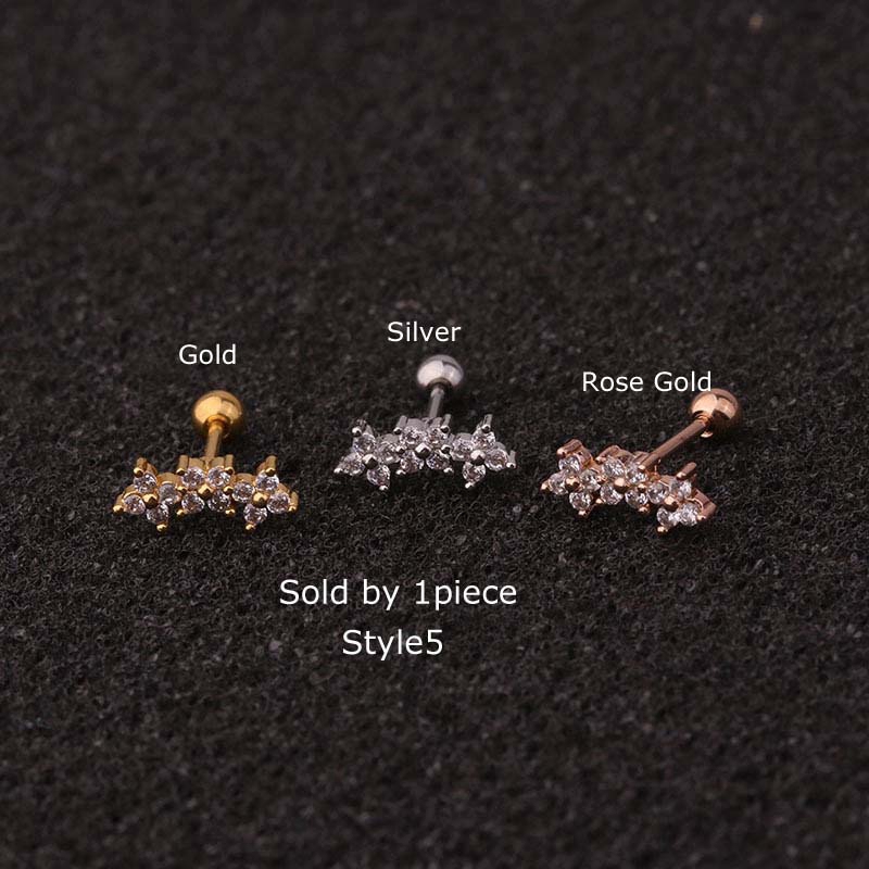 Khuyên tai xỏ vành tai nặng 20g dài 6mm bằng thép không gỉ