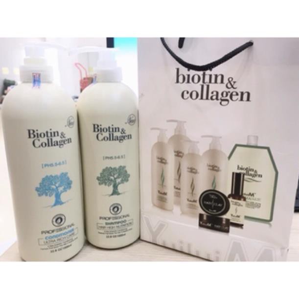 Cặp dầu gội xả Biotin & Collagen phục hồi trị rụng và kích thích mọc tóc của Ý