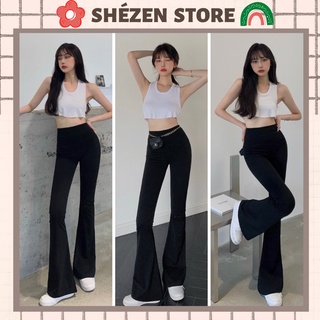 Quần ống loe nữ cạp cao dáng dài, Quần legging nữ ống loe lưng cao siêu tôn dáng co giãn tốt Shézen