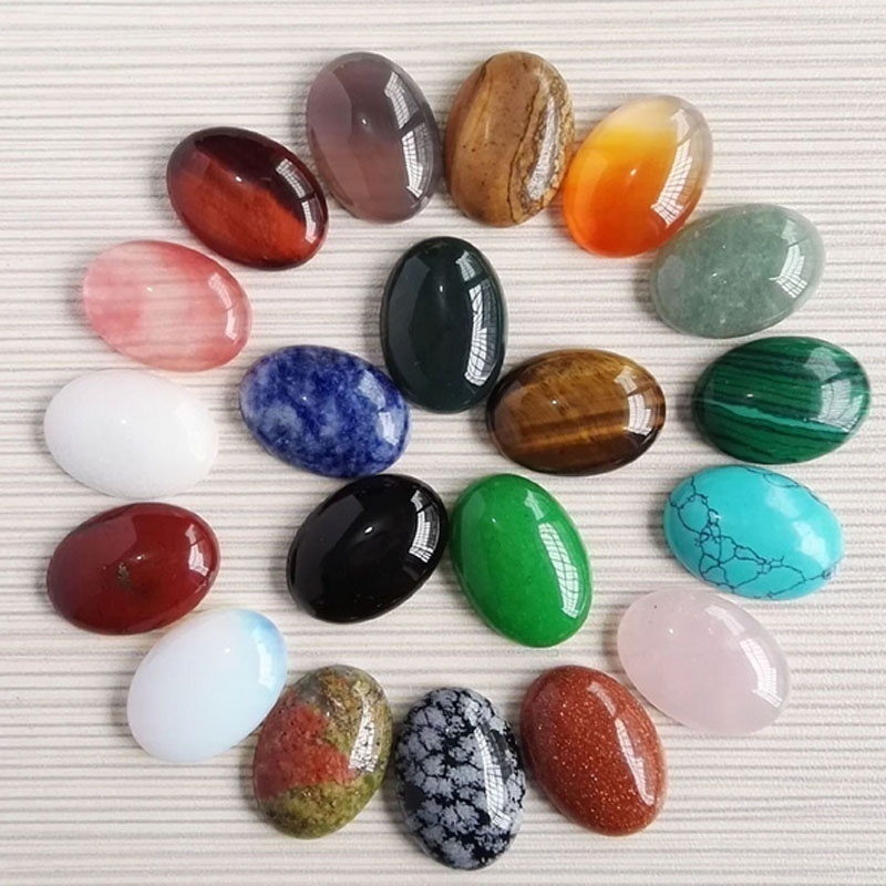 Hạt Đá Thạch Anh Tự Nhiên Hình Oval Dùng Làm Trang Sức DIY