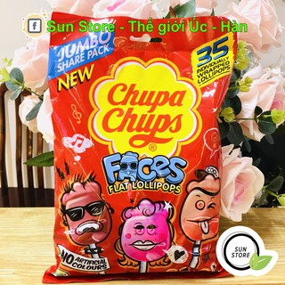 Kẹo Mút Chupa Chupas Faces Flat Lollipops Bịch 35 Cây