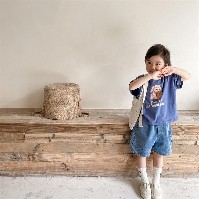 Áo thun ngắn tay in hình chú chó dễ thương cho bé