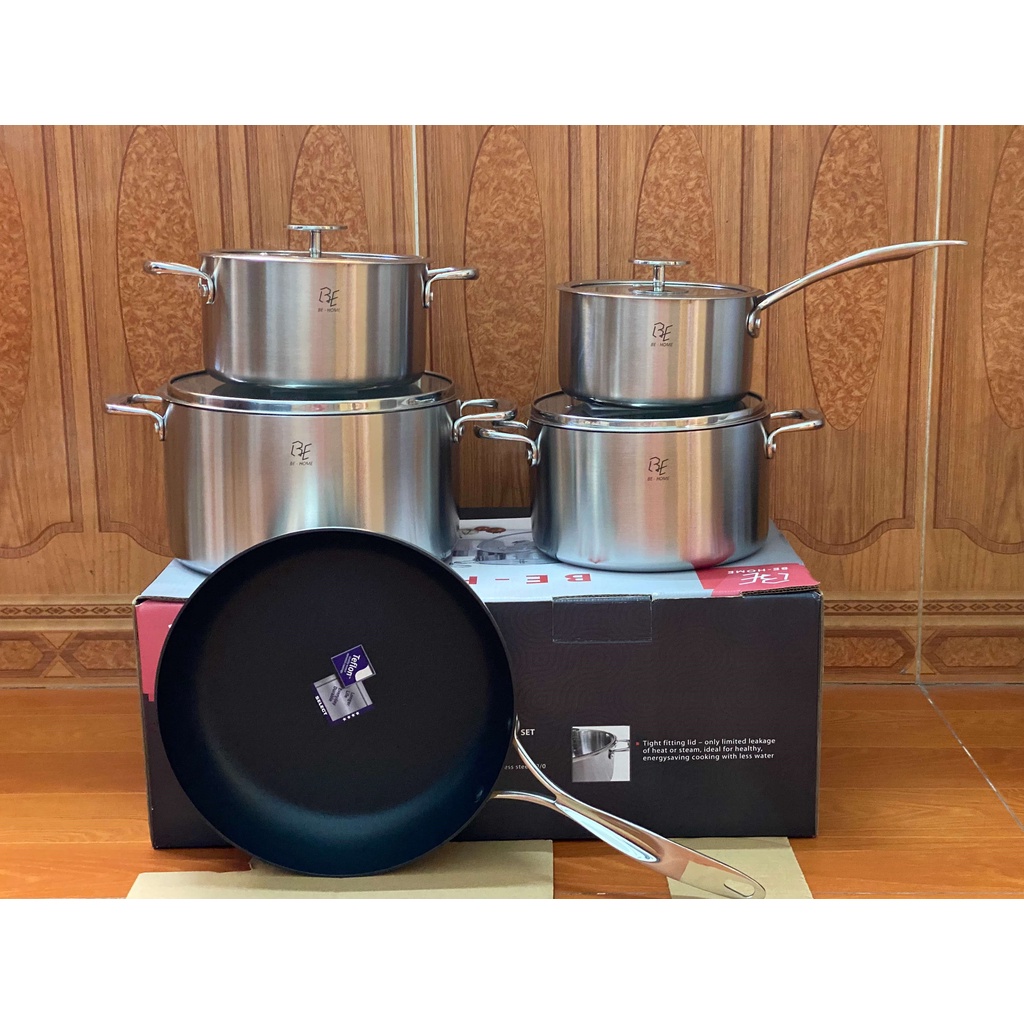 Nồi bộ 5 3 lớp Be-home inox 304 chống rỉ cao cấp [ Hàng chuẩn xuất khẩu ]