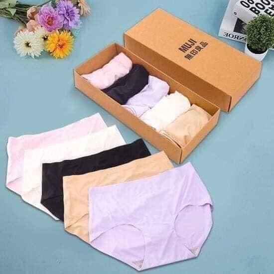 HỘP 5 QUẦN LÓT MU JI KHÔNG ĐƯỜNG MAY NỮ