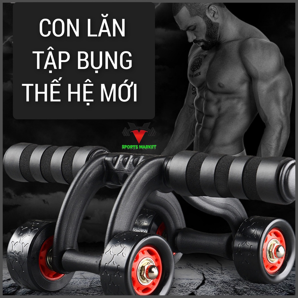 Con lăn tập cơ bụng, , con lăn tập bụng 4 bánh dành cho nam, nữ ,gym, yoga.