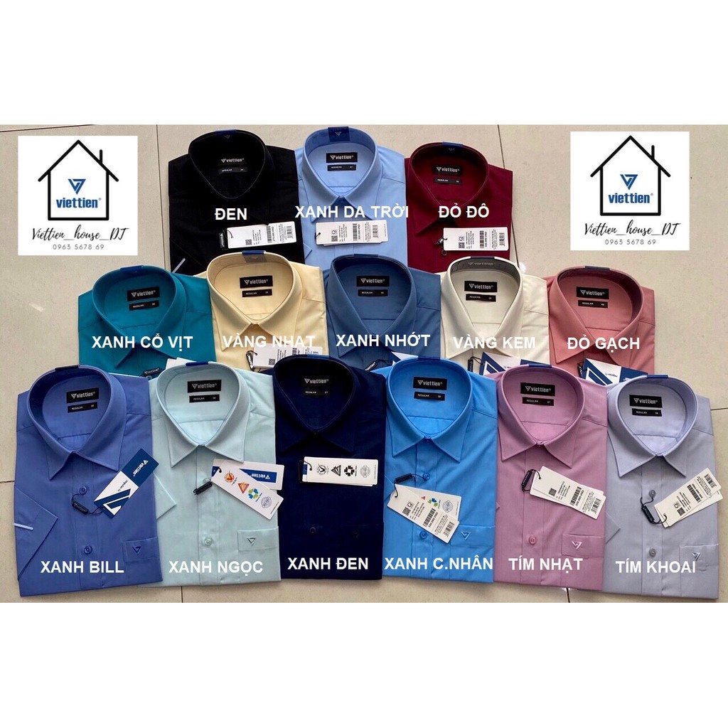 [HÀNG CHÍNH HÃNG] ÁO SƠ MI VIỆT TIẾN TAY NGẮN MÀU TRƠN [2]