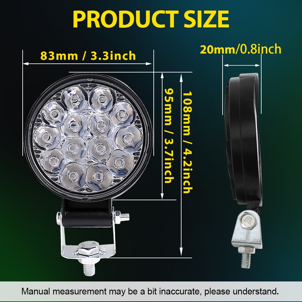 Set 2 Đèn Pha Led 42W 14 Bóng 12/24V Cho Xe Hơi/Xe Tải