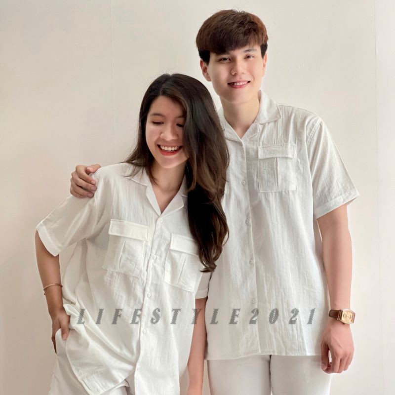 Áo sơ mi nam tay ngắn vải đũi unisex form rộng thoáng mát style hàn quốc | BigBuy360 - bigbuy360.vn