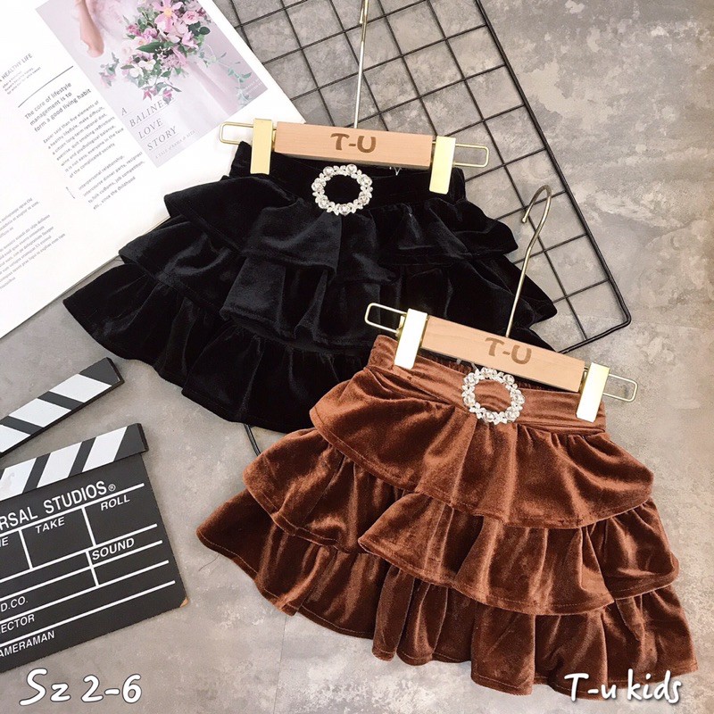 Váy nhung 3 tầng cao cấp cho bé 10-25kg