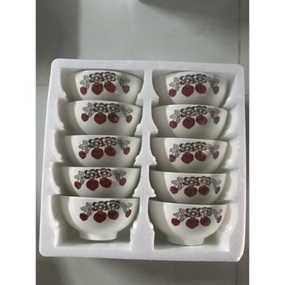 BỘ 10 CHÉN HOA VĂN CAO CẤP - CHÉN SỨ TRÁNG MEN