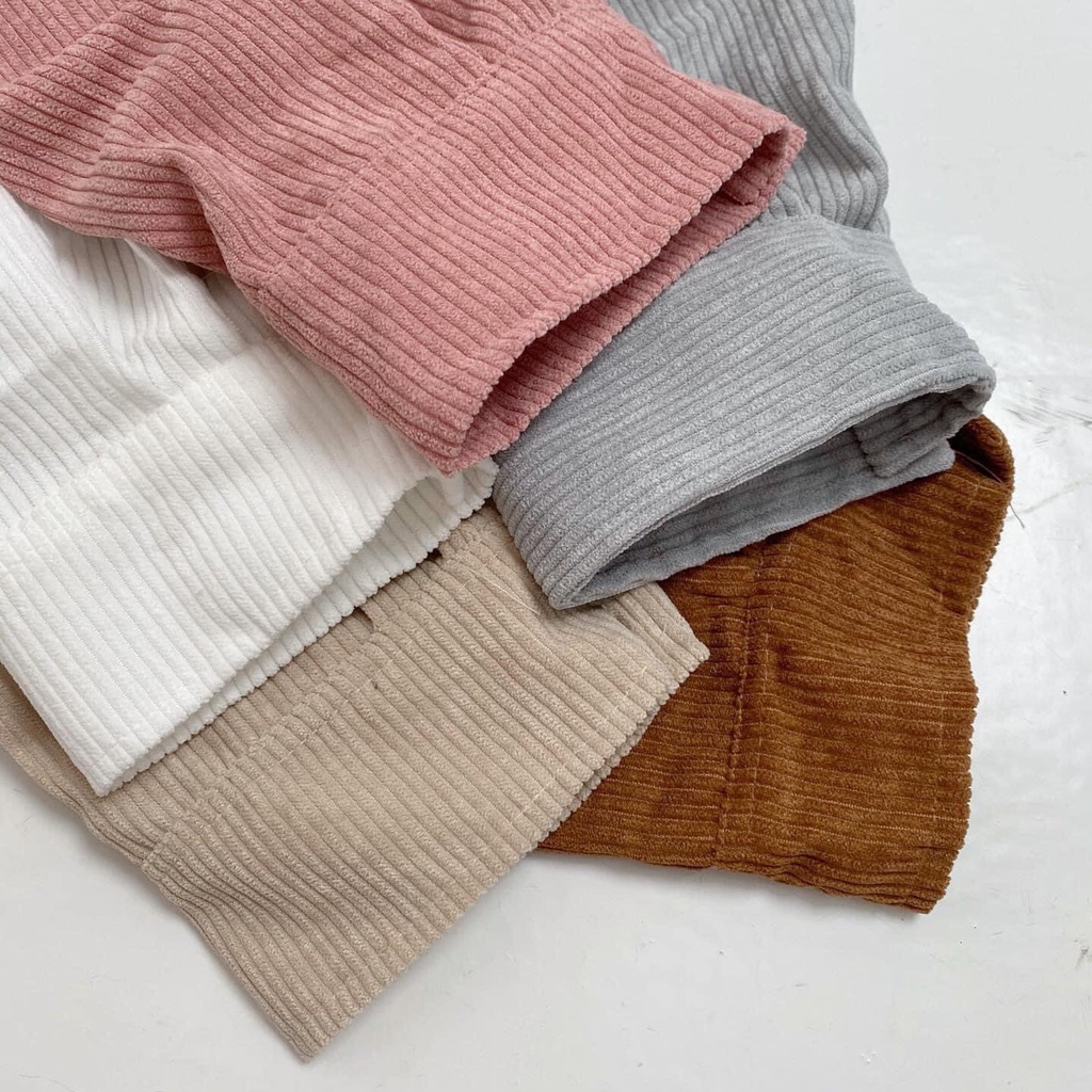 Áo Sơ Mi NHUNG GÂN TĂM THÊU FACE Form rộng Unisex Nam/Nữ Phong Cách Hàn Quốc Ulzzang NUPAKACHI