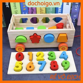 Đồ chơi ôtô thả hình khối, số, đồ chơi gỗ phát triển trí tuệ, dochoigo.vn