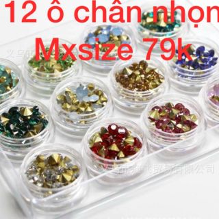 Sét 12 hũ đá chân nhọn nail