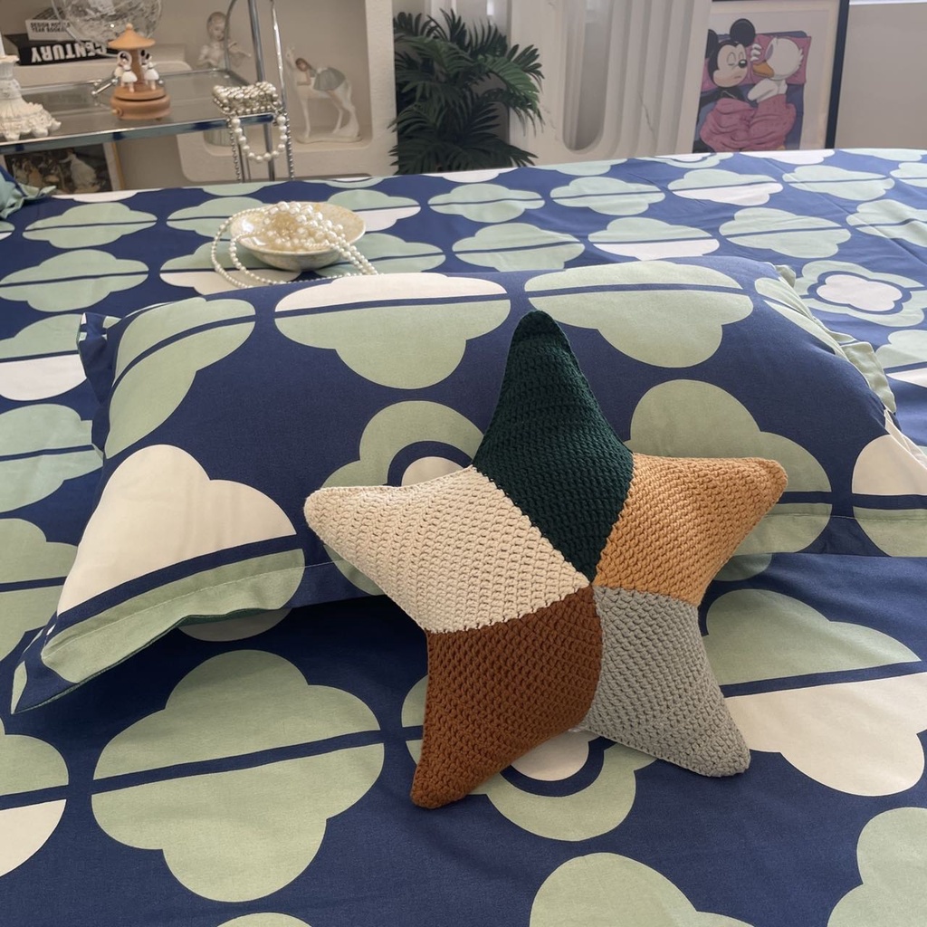 Set ga gối cotton poly nhập khẩu gạch hoa vải mềm mịn, màu sắc đẹp không phai màu
