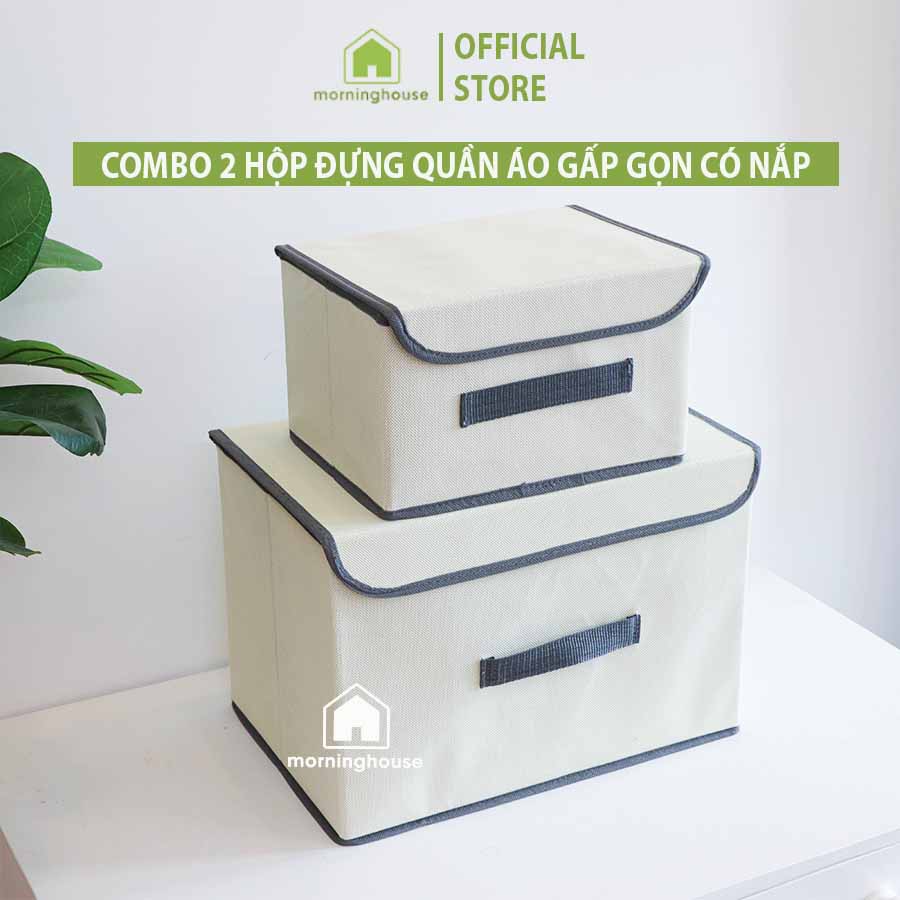 Combo 2 hộp đựng đồ gấp gọn Morning House - Màu kem