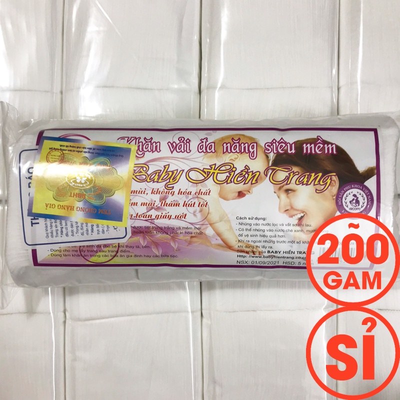 SỈ khăn vải khô đa năng BABY HIỀN TRANG (gói~200gr 145-150 tờ)