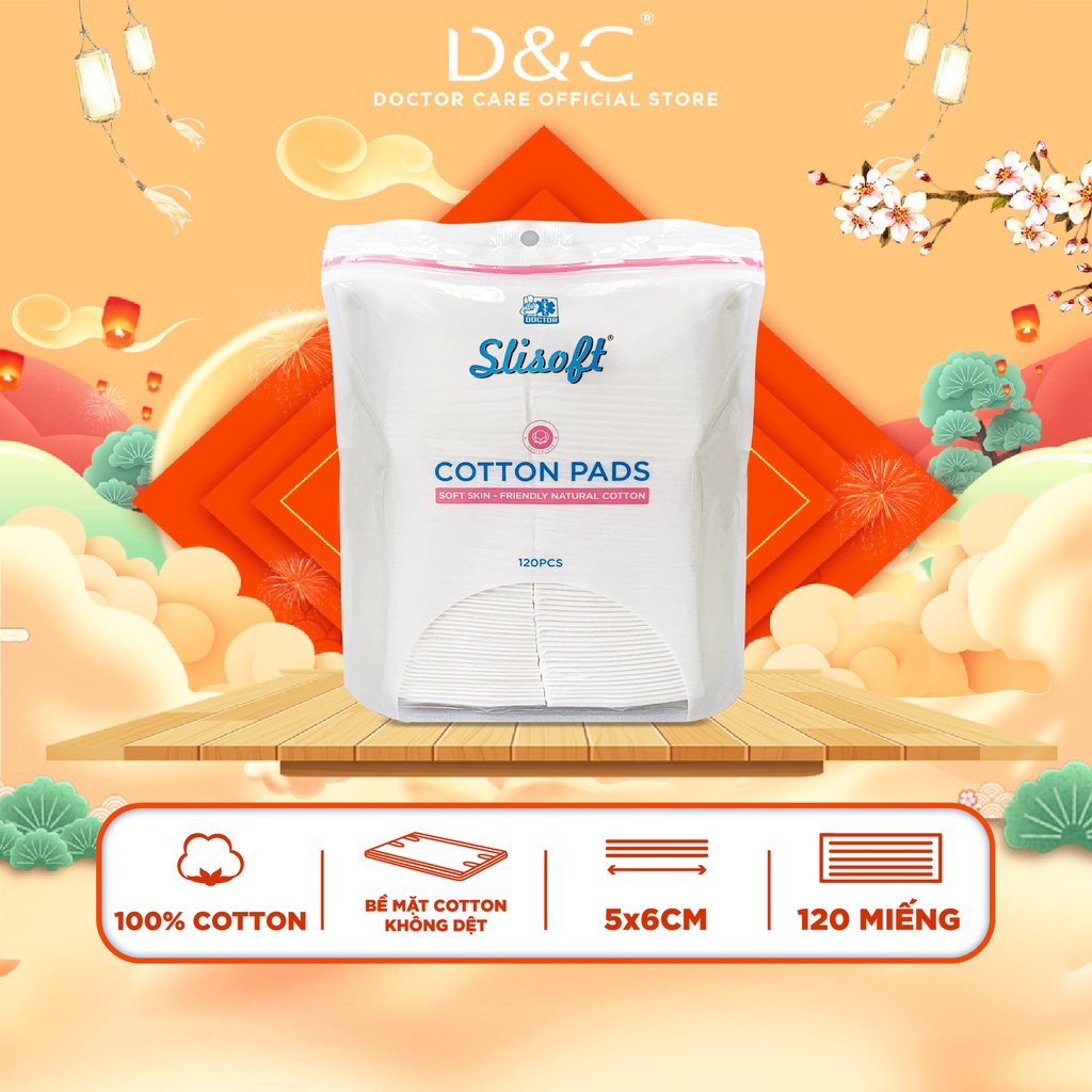 Bông tẩy trang Slisoft cotton không dệt, mềm mịn an toàn cho da