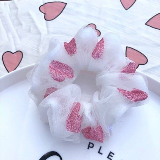 Cột Tóc Vải Scrunchies Tim 2 Lớp
