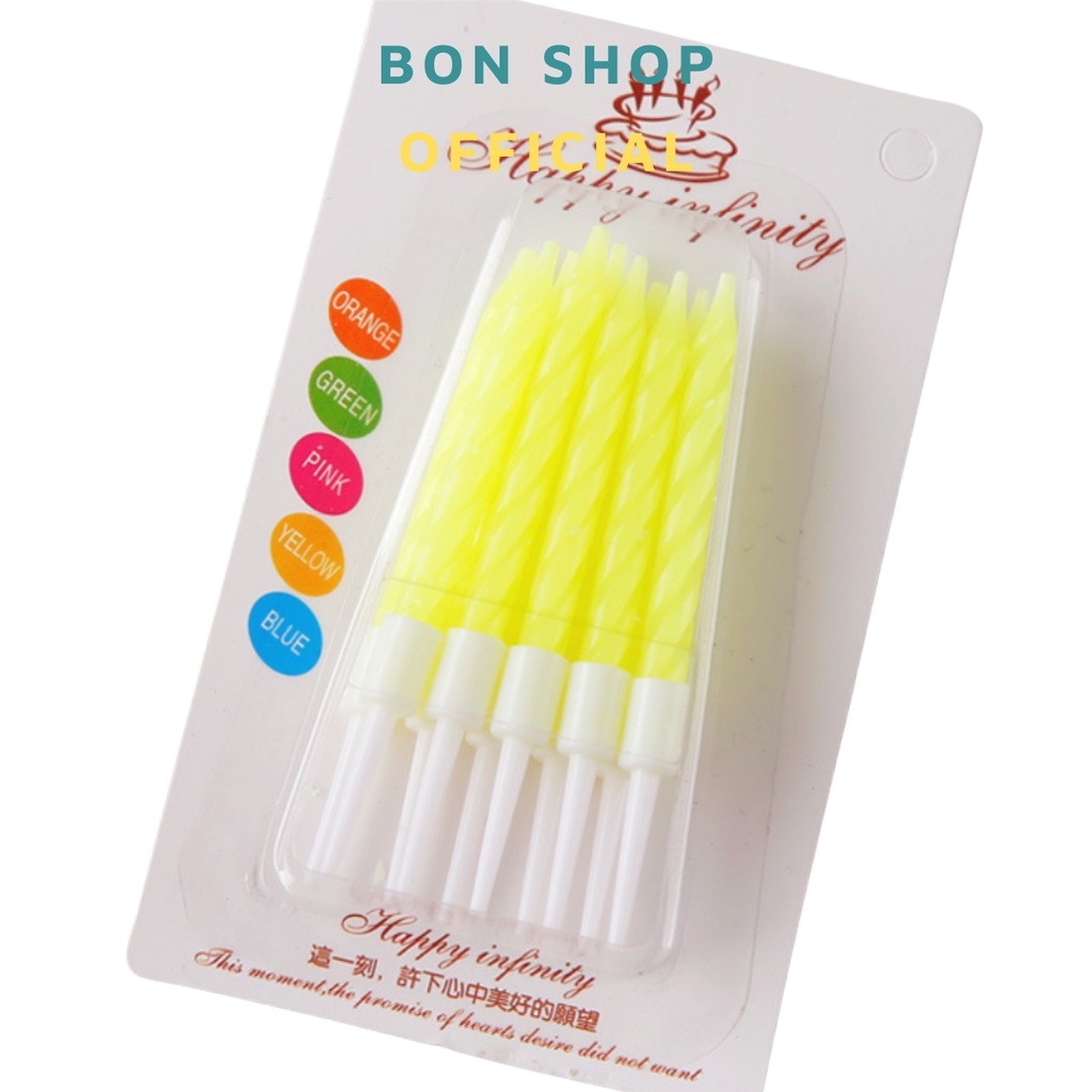 Set que xoắn màu Pastel xinh xắn trang trí bánh kem sinh nhật (Vỉ 10c)