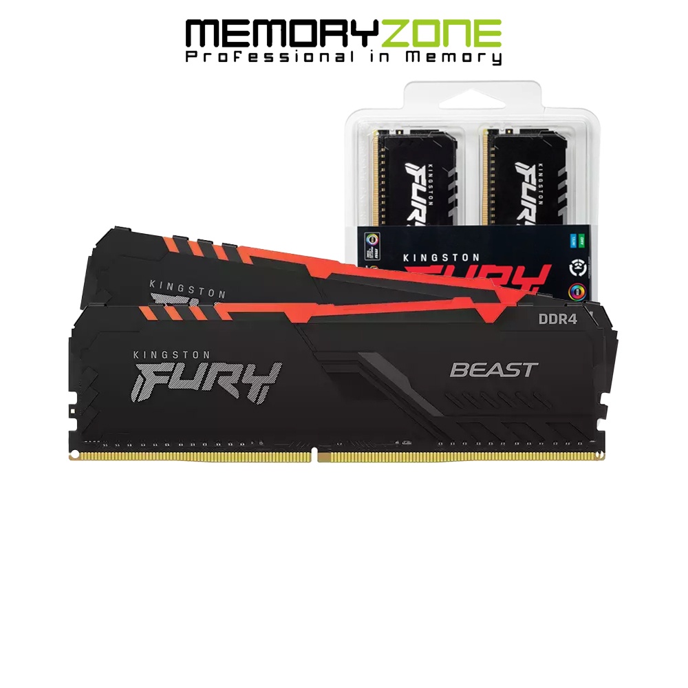 Ram PC Kingston Fury Beast RGB 32GB 3200MHz DDR4 (2x16GB) KF432C16BB1AK2/32