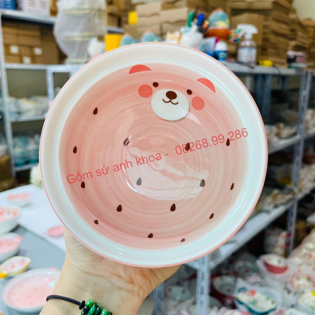 Chén Dĩa Dễ Thương Đĩa Sứ Set Bát Đĩa Decor Bát Ăn Cơm Chén Sứ Đẹp Bộ gấu hồng trang tri đồ ăn xinh yêu.