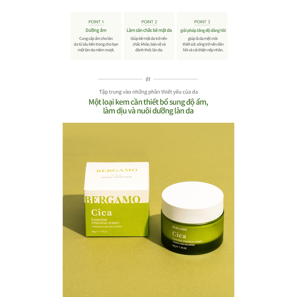 Kem Dưỡng Da Chuyên Sâu Bergamo Cica Essential Intensive 50g