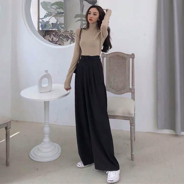 Quần ống suông chất đẹp có bigsize nhiều mẫu ulzzang / quần ống rộng cạp cao form dài culottes xếp ly