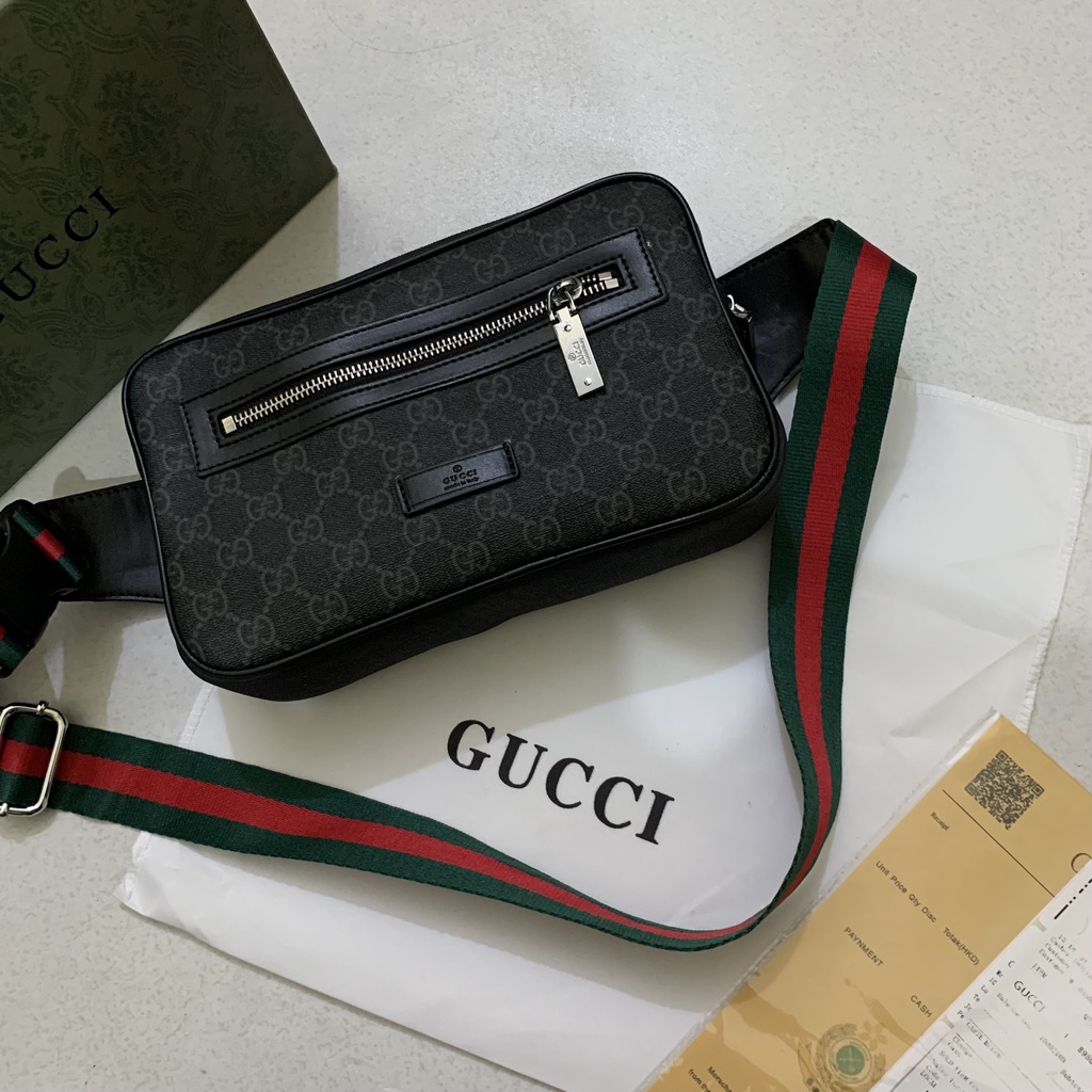 Túi Đeo Chéo - Túi Đeo Vai GCCY SPF Full Box Bill - Túi Nhỏ Hai Màu Đen Nâu - Chất Liệu Da Xịn, Đằng Sau Có Lưới