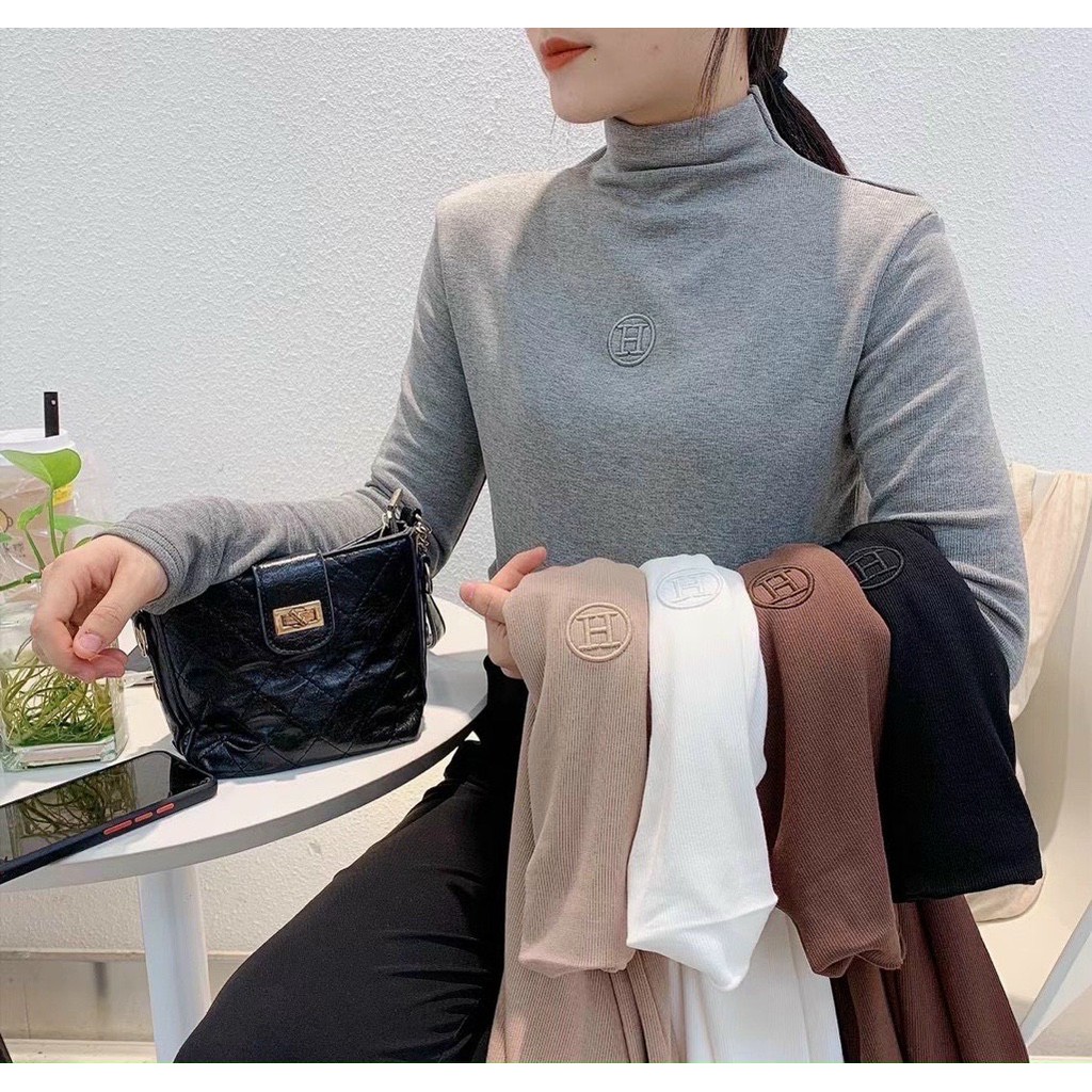 Áo thun tay dài chữ H lót nỉ đủ màu chất đẹp