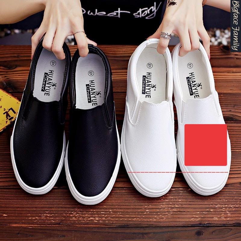 Slip on da nam nữ - Giày lười da nam nữ - Da PU màu trắng và đen - Hàng fullbox, fulltag - Mã SP A568/B25