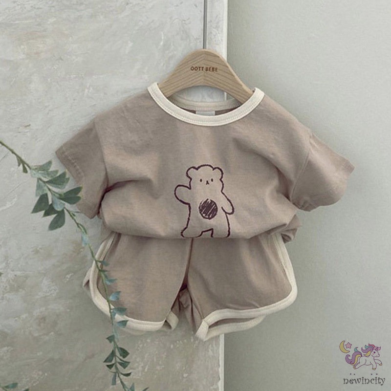 Bộ Quần Áo Ngắn Tay Phong Cách Hàn Quốc Cho Bé Trai Bé Gái
