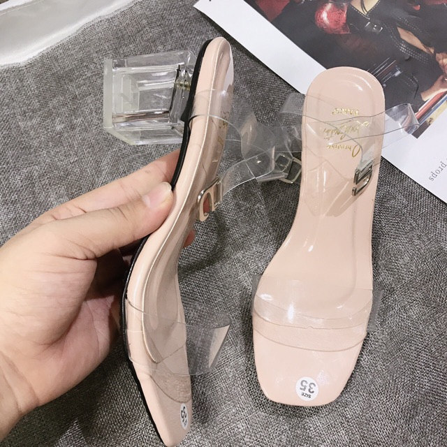 [ FREE SHIP] Sandal nữ I Sandal quai trong gót trong 4-5p mũi vuông max chảnh kèm ảnh thật và video