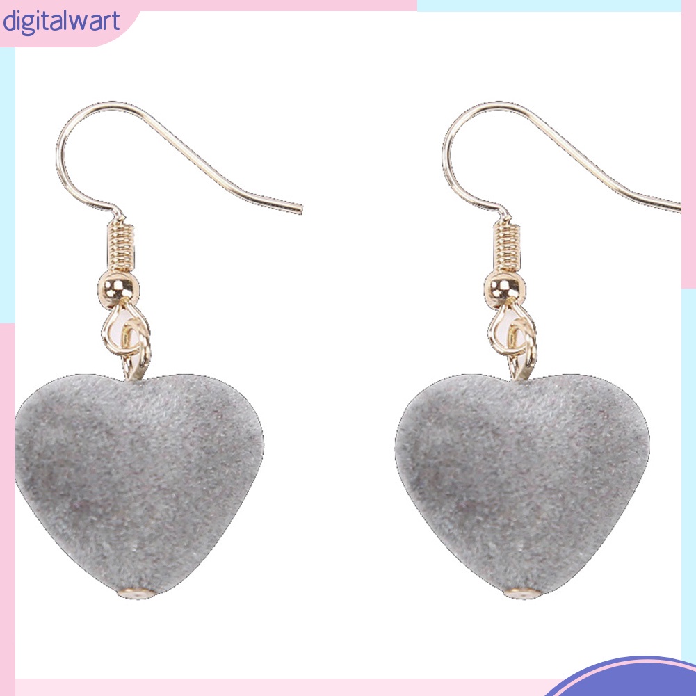 Đôi khuyên tai móc thiết kế hình trái tim chất liệu vải nhung xinh xắn thời trang dành cho nữ