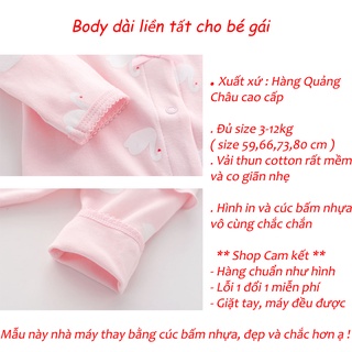 Bodysuit cho bé gái , bộ body dài tay sơ sinh liền tất họa tiết đáng yêu - ảnh sản phẩm 2