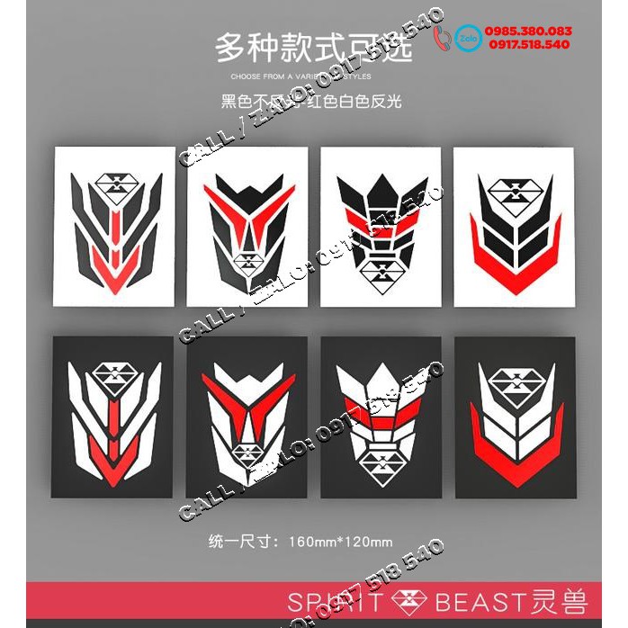 🏍 Tem decal dán dè trước , dán bình xăng - Tem phản quang hình mũi tên Spirit Beast chính hãng 🏍