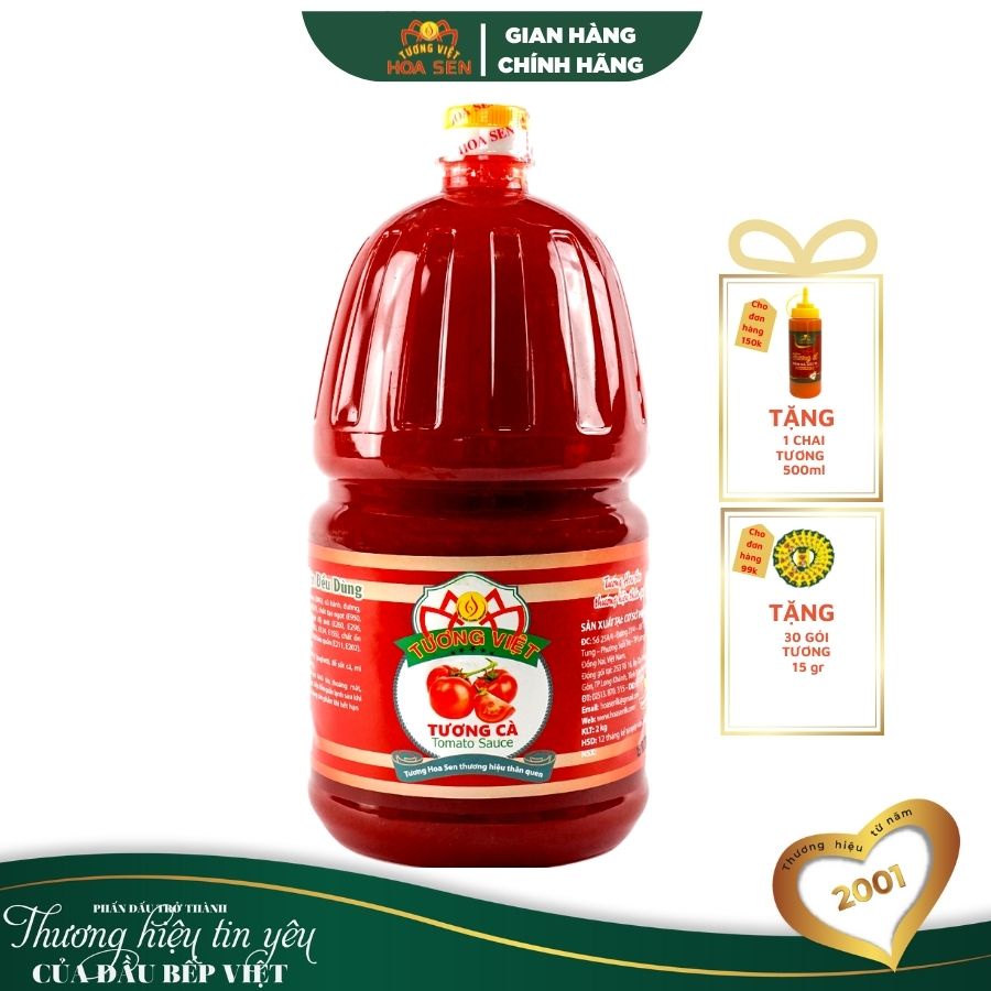 Tương cà pet 2kg- Nguyên liệu organic - Tương Việt Hoa Sen