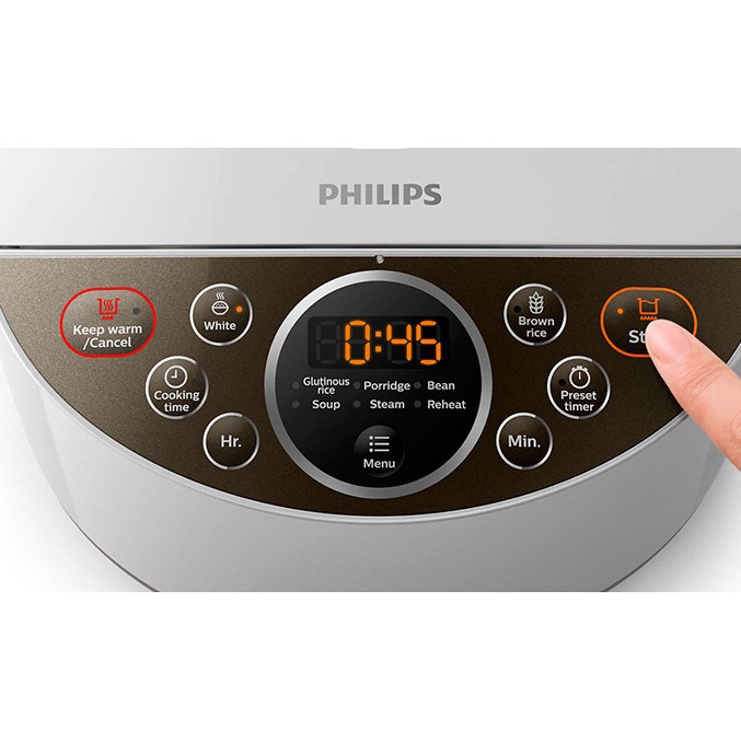 Nồi Cơm Điện Tử Philips 1.8L 1.8 Lít HD4515 - Hàng Chính Hãng (Bảo Hành Toàn Quốc 2 Năm)