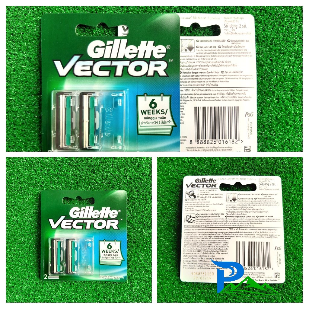 Gillette Vector lưỡi kép - COMBO 2vỉ - hàng Chính hãng