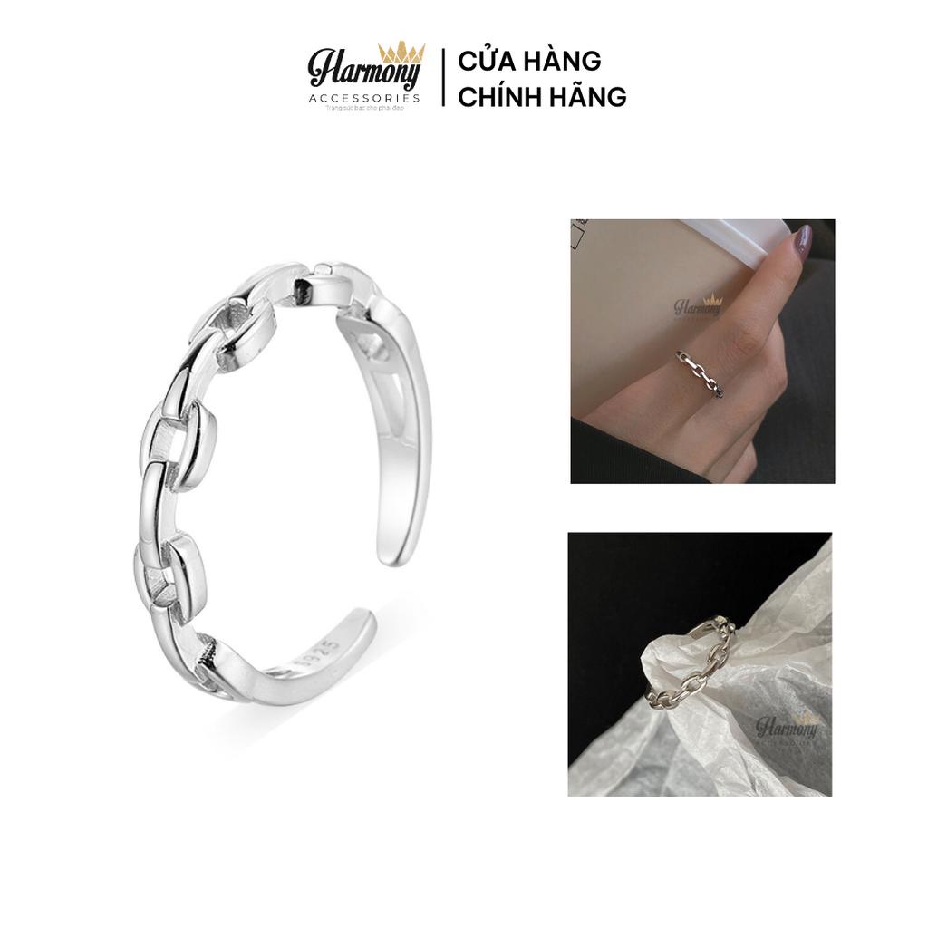 Nhẫn nữ bạc 925 cao cấp dáng mở freesize thiết kế mắt xích 2 | HARMONY ACCESSORIES N68