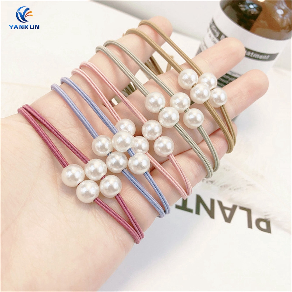 1 Dây Cột Tóc Đính Nơ Và Ngọc Trai Giả Thời Trang