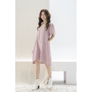 Đầm dạ tweed cổ tim