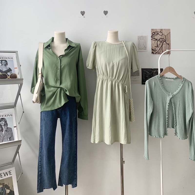 Quần jean cạp cao nút